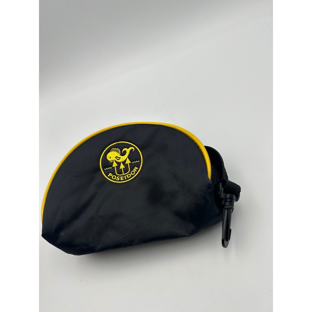 Poseidon Diving Gear Accessory Pouch Black Yellow Zippered Clip Bag